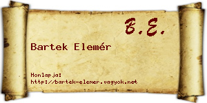 Bartek Elemér névjegykártya