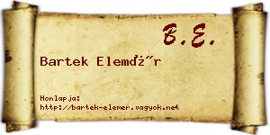 Bartek Elemér névjegykártya
